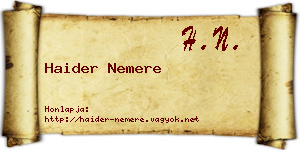 Haider Nemere névjegykártya